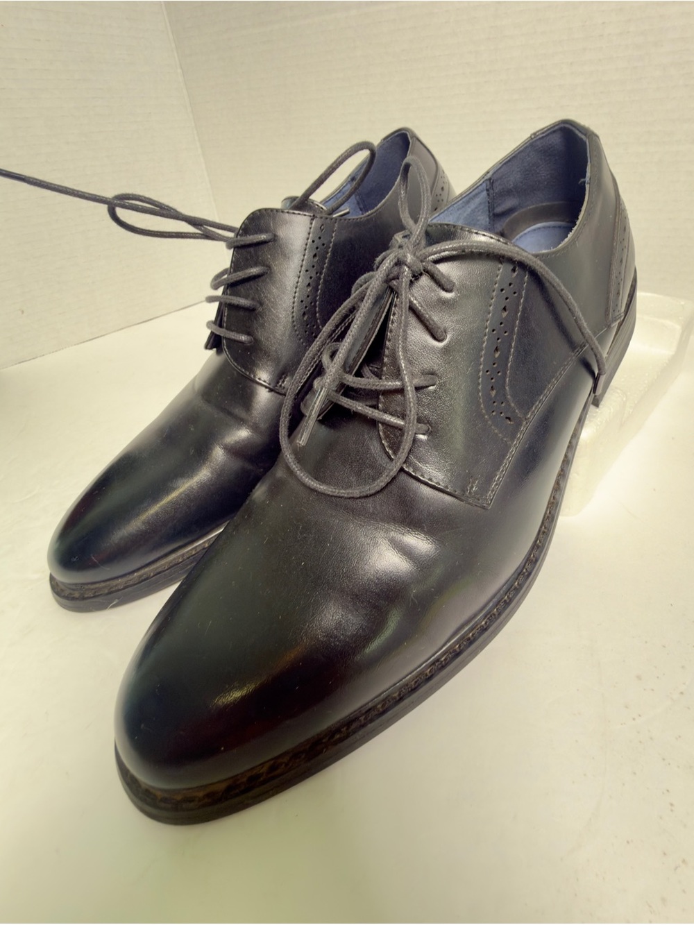 Bruno Mars Men's Black Leather Derby Dress Shoes Sz 7.5